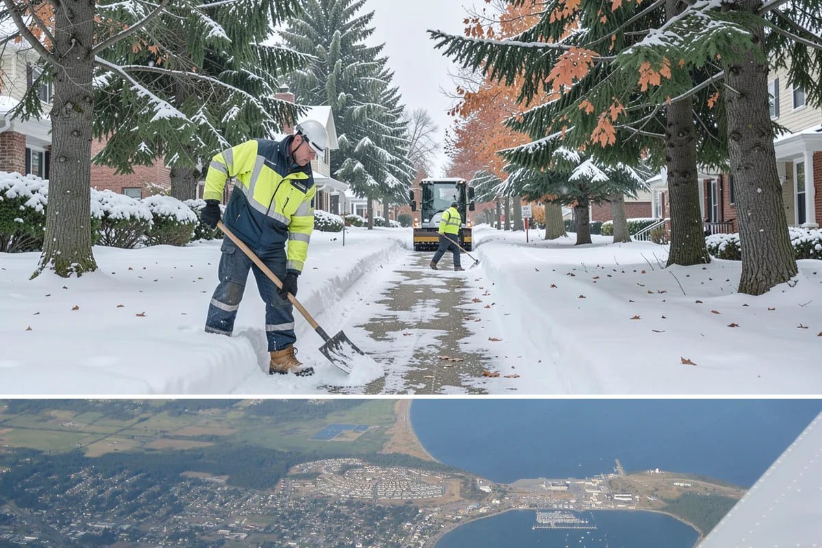 Mail Kiosk Clearing in Oak Harbor, Island County, WA - Cleared each morning after accumulation so mail service continues through the November-to-March snow window.