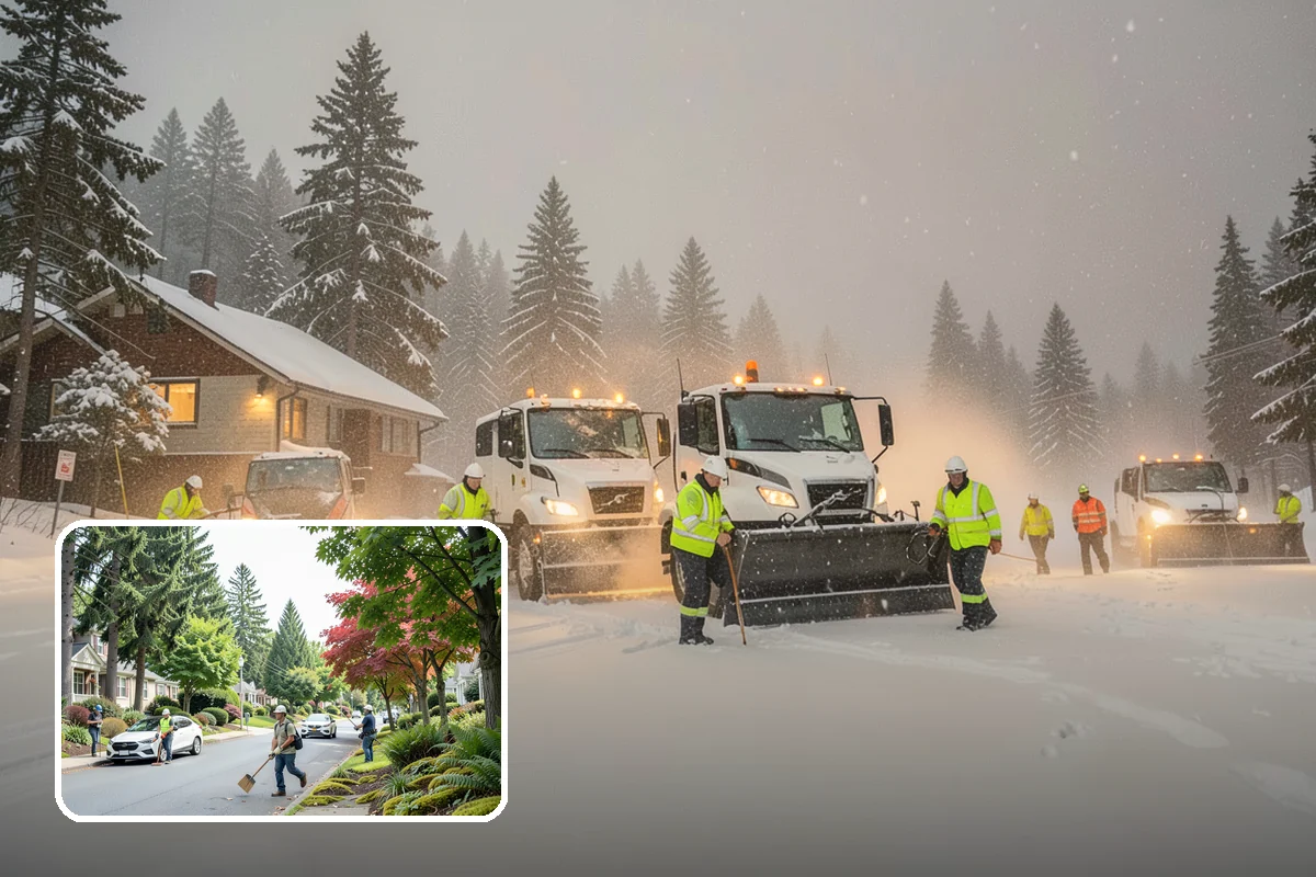 Manufacturing Plant Snow Removal in Beaux Arts Village, King County, WA - Shipping and receiving yards open for inbound freight
