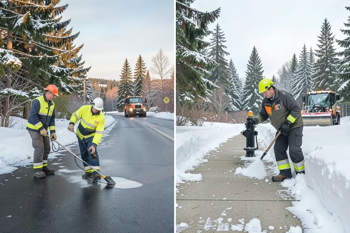 Manufacturing Plant Snow Removal in Beaux Arts Village, King County, WA - Map shipping yards, inter-building routes, and worker lots