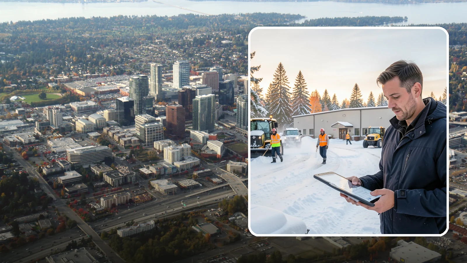 Manufacturing Plant Snow Removal in Bellevue, King County, WA - Keep raw materials arriving and finished goods shipping by having your plant's shipping yards, employee lots, and pedestrian...