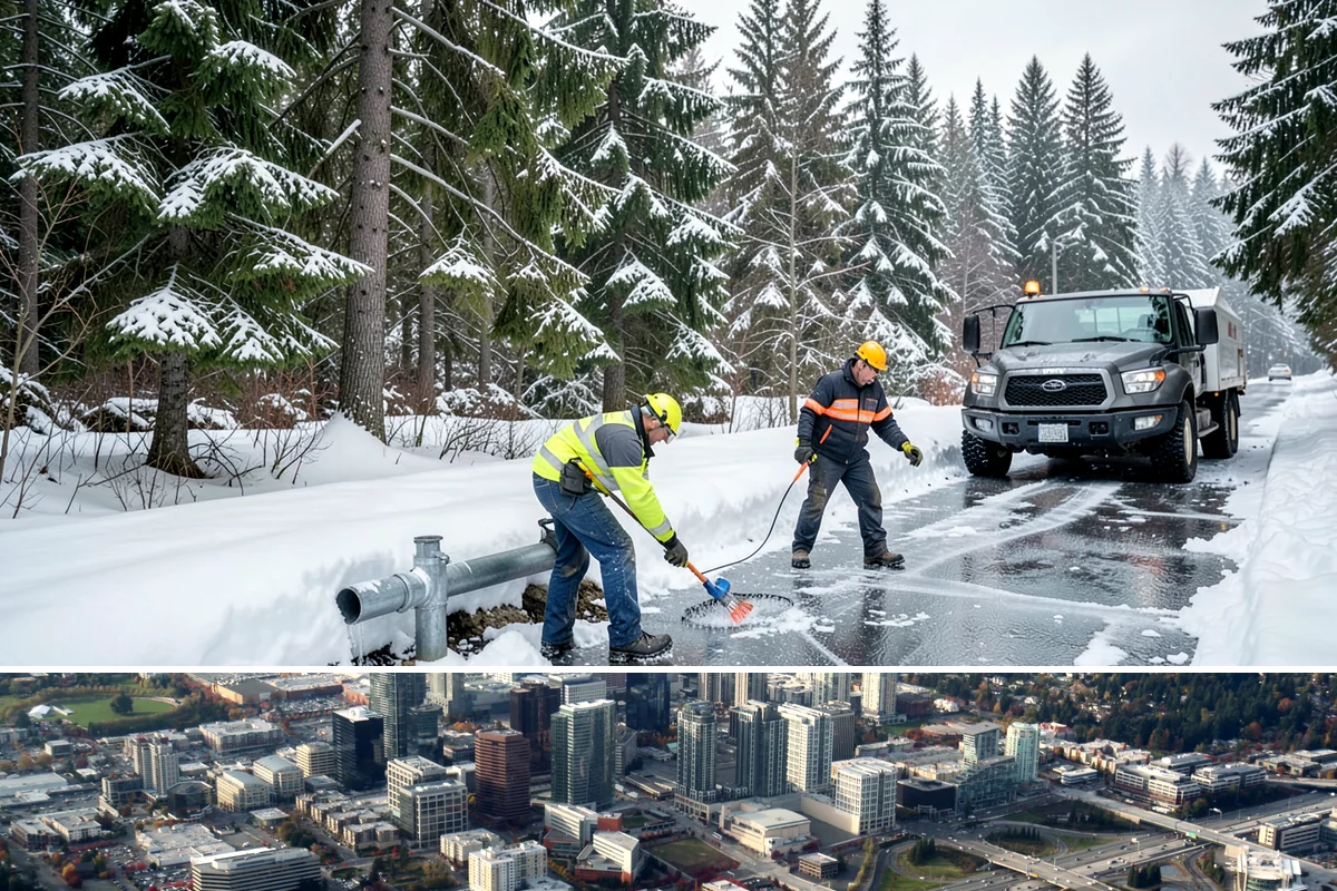 Manufacturing Plant Snow Removal in Bellevue, King County, WA - Most Western Washington plants need coverage from December through February, concentrated around cold, clear nights that follow...