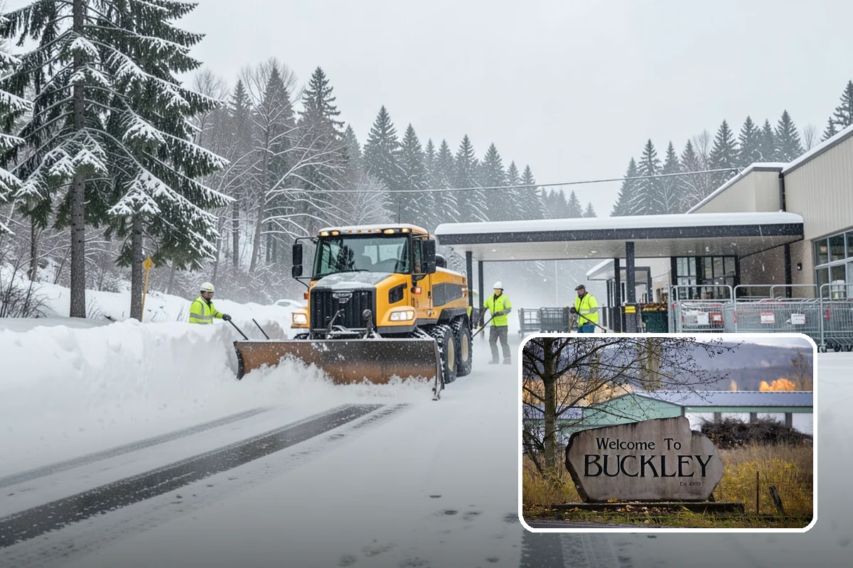 Manufacturing Plant Snow Removal in Buckley, Pierce County, WA - Shipping and receiving yards open for inbound freight