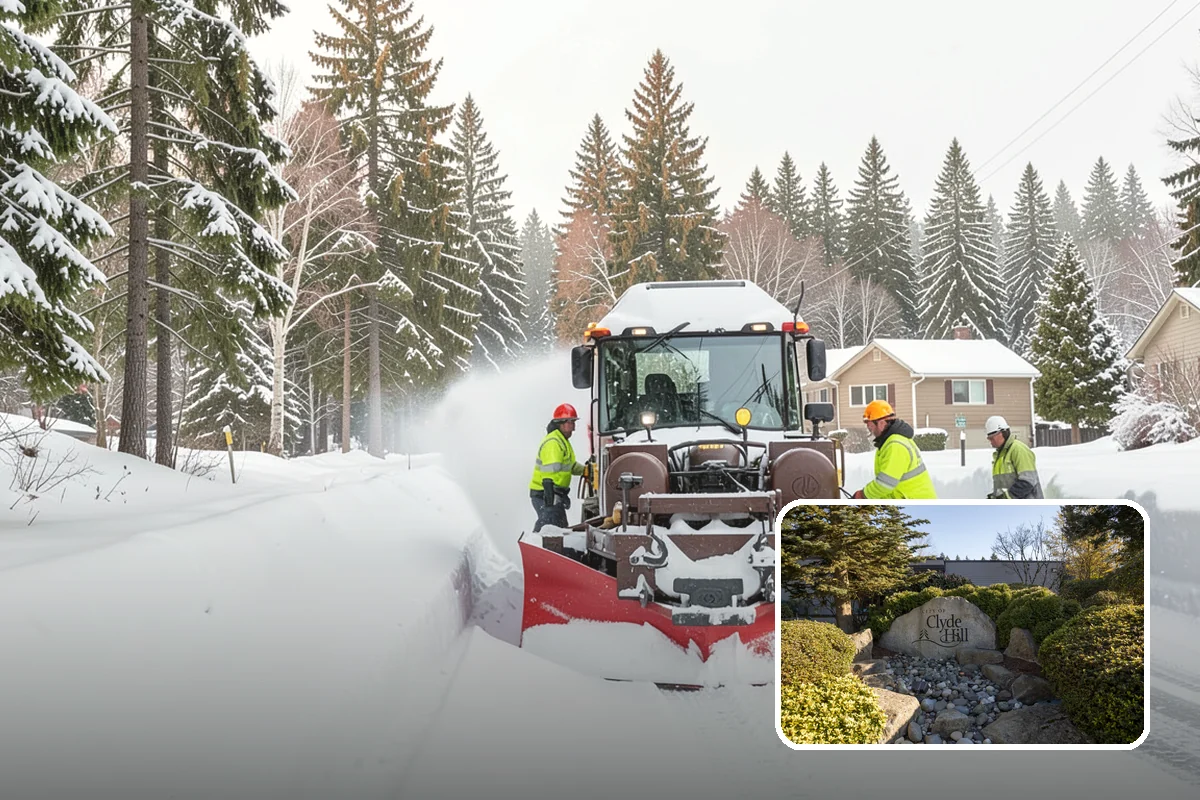Manufacturing Plant Snow Removal in Clyde Hill, King County, WA - Shipping and receiving yards open for inbound freight