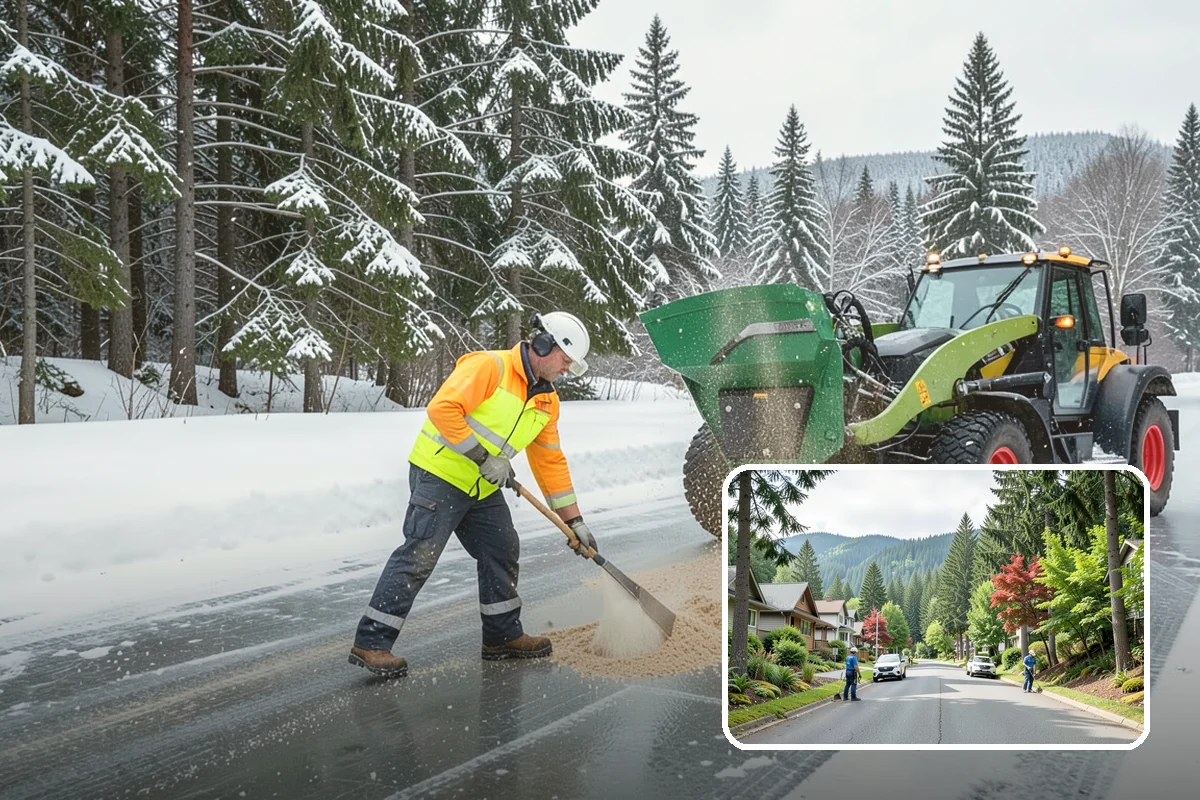 Manufacturing Plant Snow Removal in Darrington, Snohomish County, WA - Shipping and receiving yards open for inbound freight