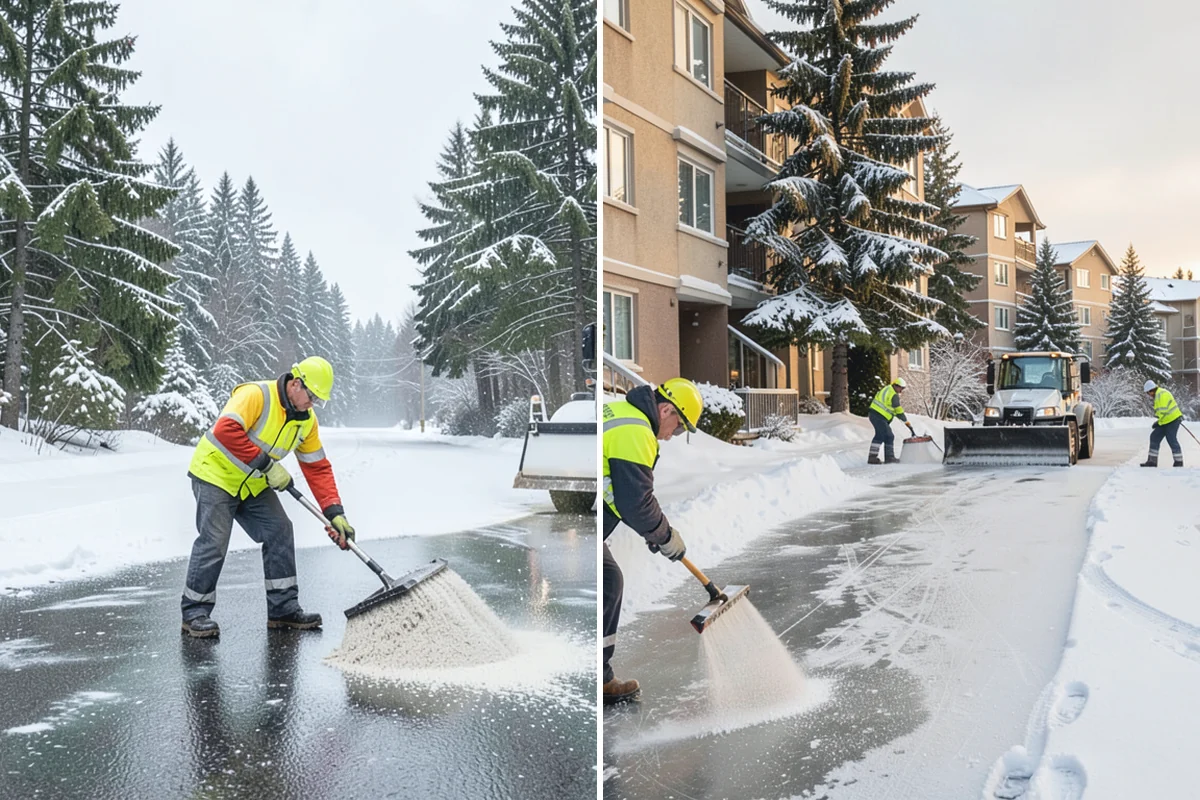 Manufacturing Plant Snow Removal in Darrington, Snohomish County, WA - Map shipping yards, inter-building routes, and worker lots