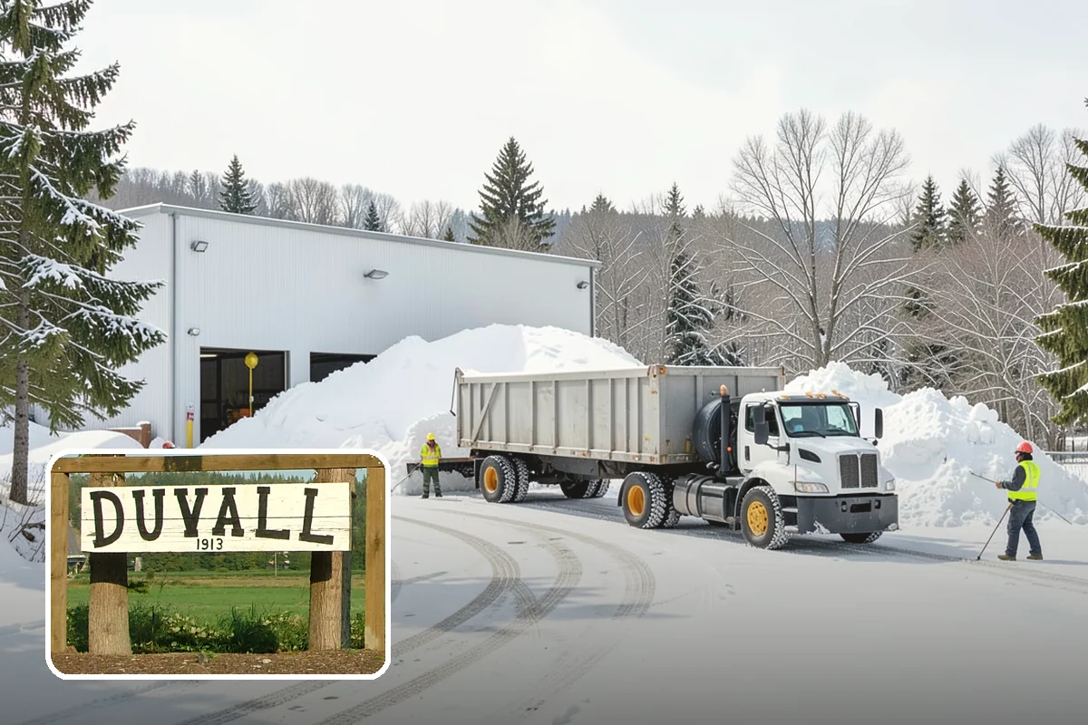 Manufacturing Plant Snow Removal in Duvall, King County, WA - Shipping and receiving yards open for inbound freight