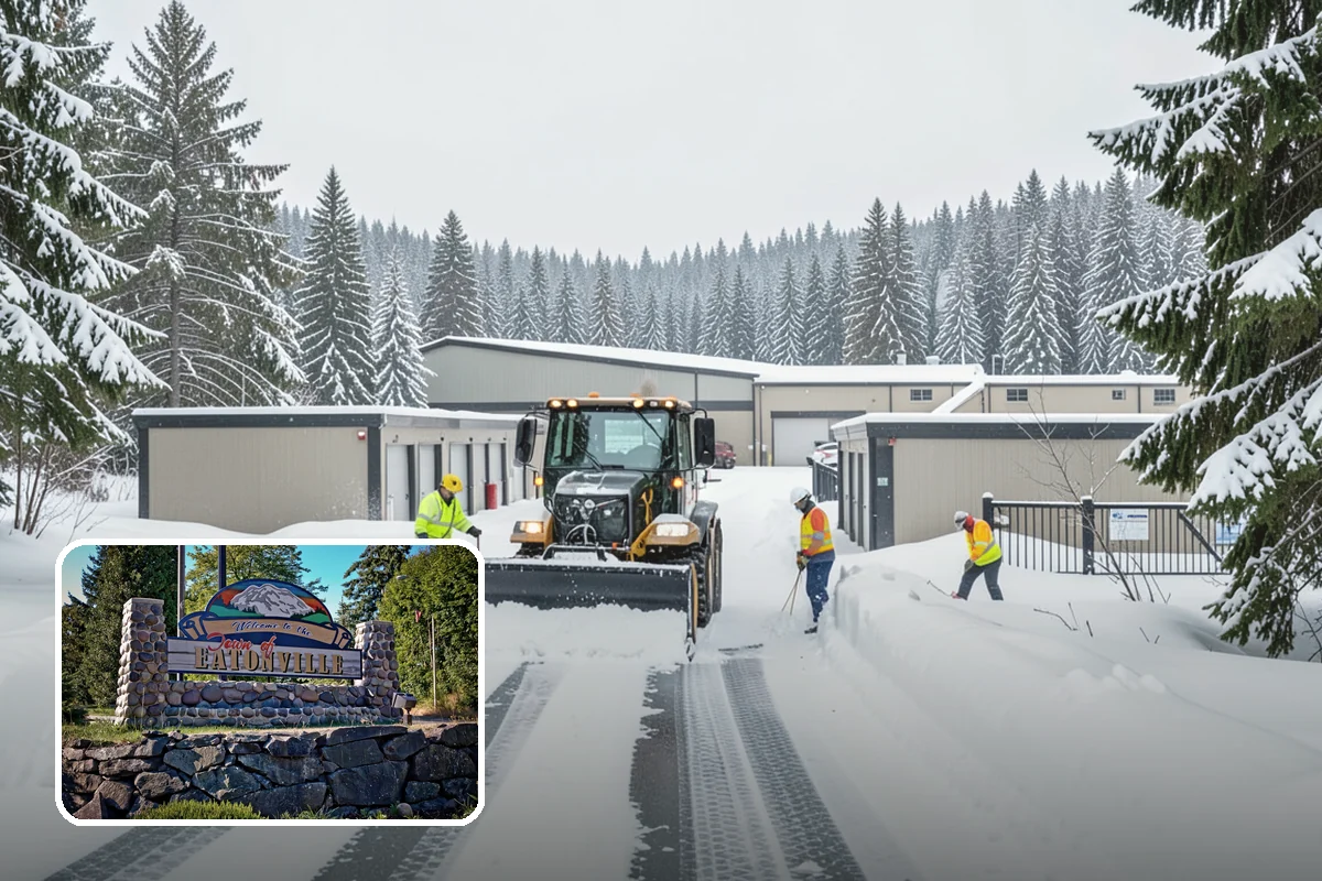 Manufacturing Plant Snow Removal in Eatonville, Pierce County, WA - Shipping and receiving yards open for inbound freight