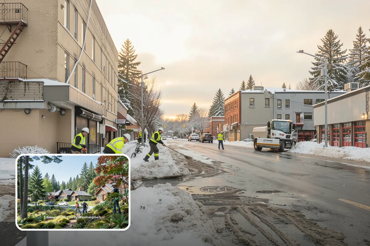 Manufacturing Plant Snow Removal in Edgewood, Pierce County, WA - Shipping and receiving yards open for inbound freight