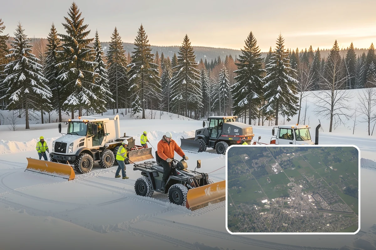 Manufacturing Plant Snow Removal in Enumclaw, King County, WA - Shipping and receiving yards open for inbound freight