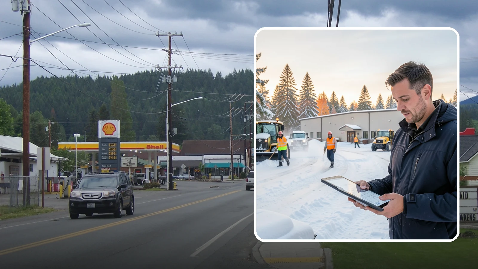 Manufacturing Plant Snow Removal in Granite Falls, Snohomish County, WA - Keep raw materials arriving and finished goods shipping by having your plant's shipping yards, employee lots, and pedestrian...