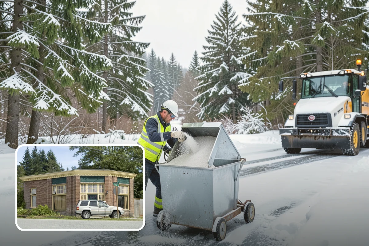 Manufacturing Plant Snow Removal in Hamilton, Skagit County, WA - Shipping and receiving yards open for inbound freight
