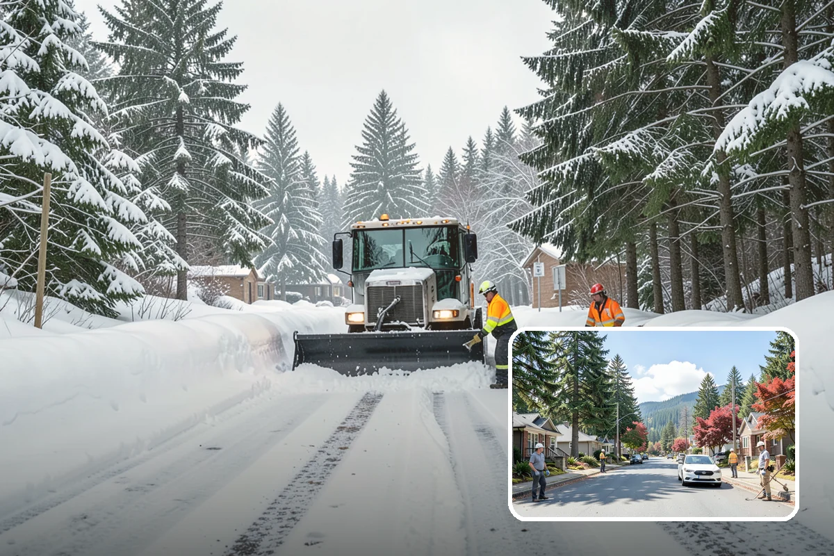 Manufacturing Plant Snow Removal in Hunts Point, King County, WA - Shipping and receiving yards open for inbound freight