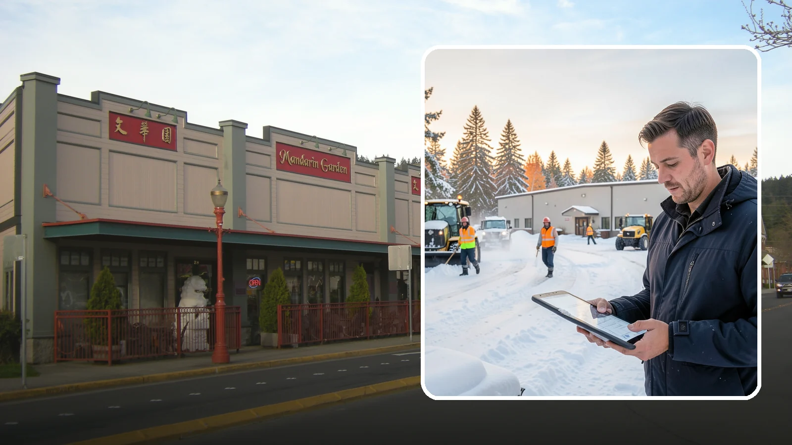 Manufacturing Plant Snow Removal in Issaquah, King County, WA - Keep raw materials arriving and finished goods shipping by having your plant's shipping yards, employee lots, and pedestrian...