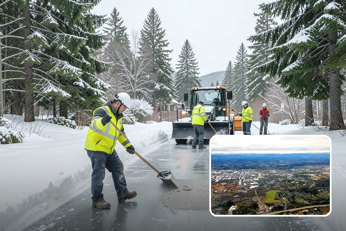 Manufacturing Plant Snow Removal in Kent, King County, WA - Shipping and receiving yards open for inbound freight