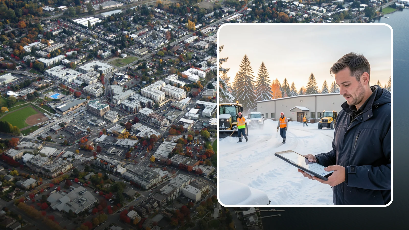 Manufacturing Plant Snow Removal in Kirkland, King County, WA - Keep raw materials arriving and finished goods shipping by having your plant's shipping yards, employee lots, and pedestrian...