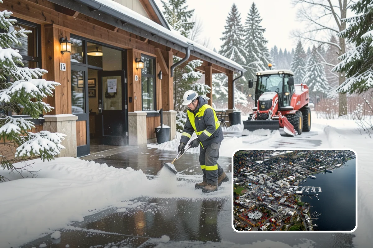 Manufacturing Plant Snow Removal in Kirkland, King County, WA - Shipping and receiving yards open for inbound freight