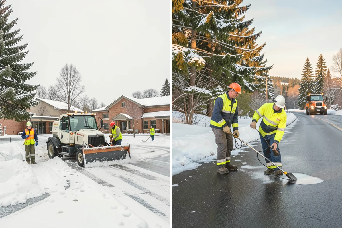 Manufacturing Plant Snow Removal in Langley, Island County, WA - Map shipping yards, inter-building routes, and worker lots