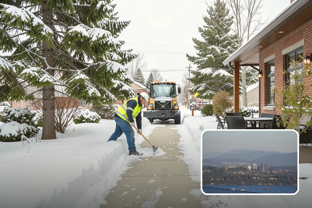 Manufacturing Plant Snow Removal in Medina, King County, WA - Shipping and receiving yards open for inbound freight