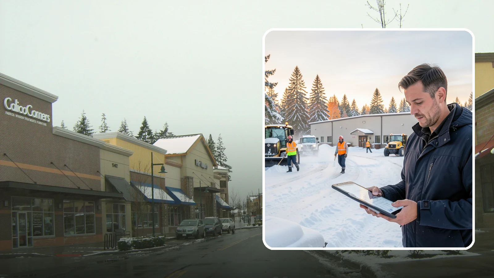 Manufacturing Plant Snow Removal in Mill Creek, Snohomish County, WA - Keep raw materials arriving and finished goods shipping by having your plant's shipping yards, employee lots, and pedestrian...