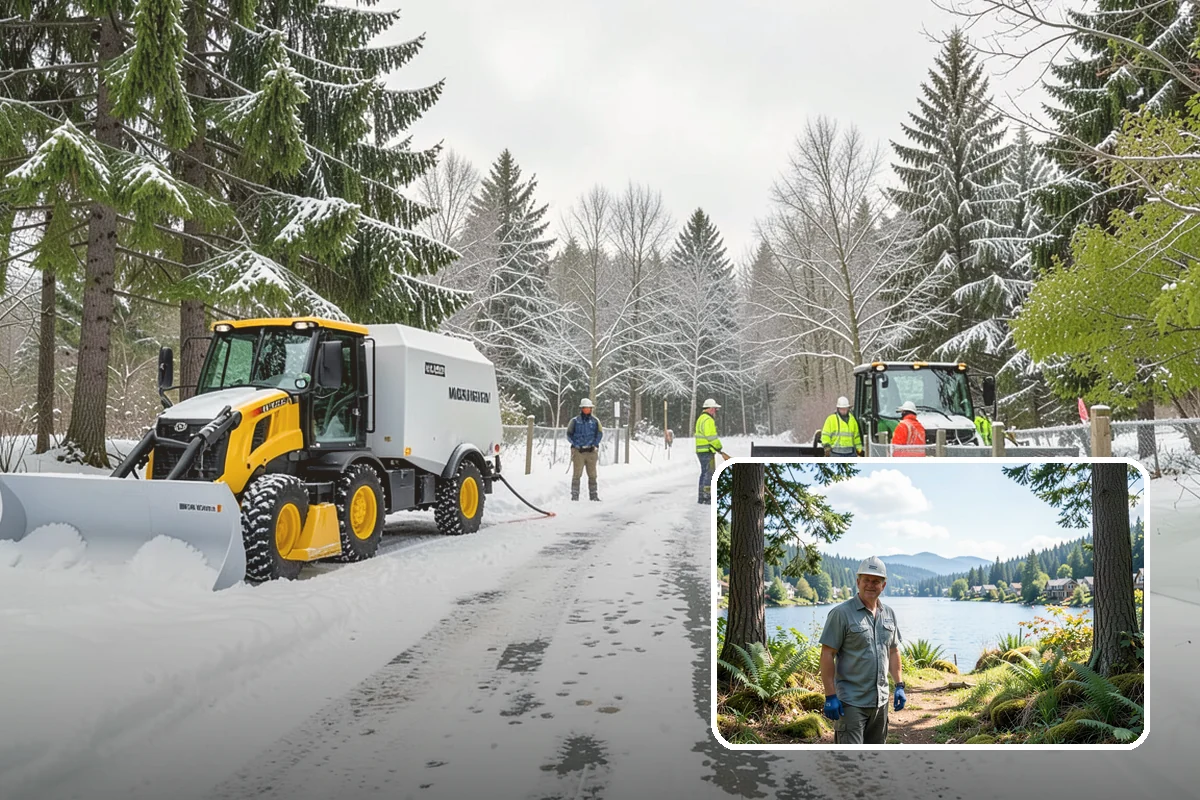 Manufacturing Plant Snow Removal in Milton, King County, WA - Shipping and receiving yards open for inbound freight