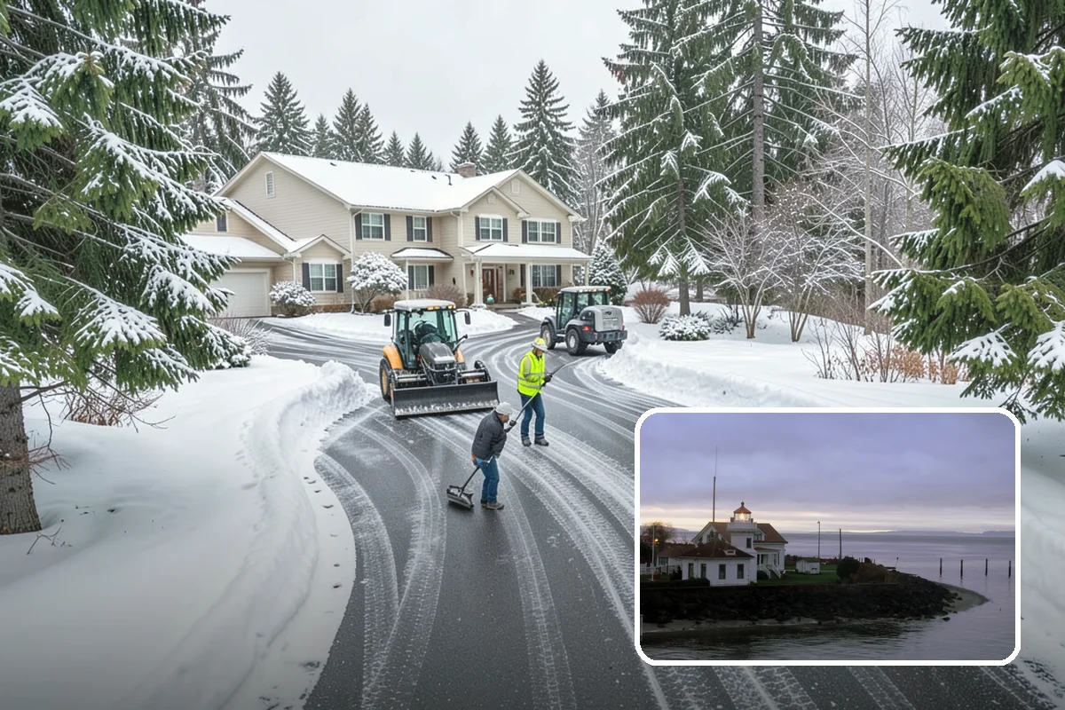 Manufacturing Plant Snow Removal in Mukilteo, Snohomish County, WA - Shipping and receiving yards open for inbound freight