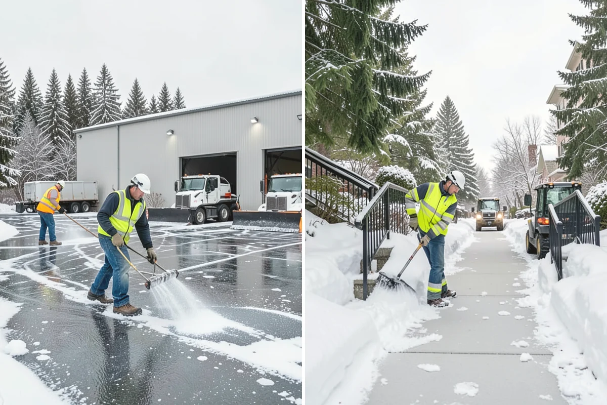 Manufacturing Plant Snow Removal in Oak Harbor, Island County, WA - Map shipping yards, inter-building routes, and worker lots