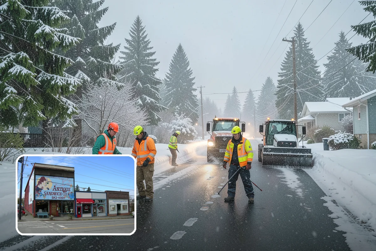 Manufacturing Plant Snow Removal in Ruston, Pierce County, WA - Shipping and receiving yards open for inbound freight
