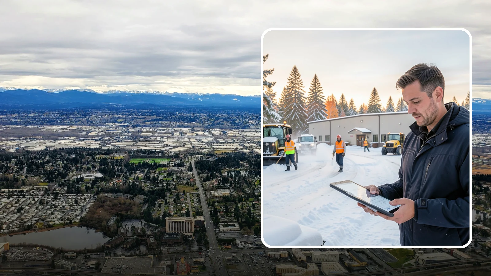 Manufacturing Plant Snow Removal in SeaTac, King County, WA - Keep raw materials arriving and finished goods shipping by having your plant's shipping yards, employee lots, and pedestrian...