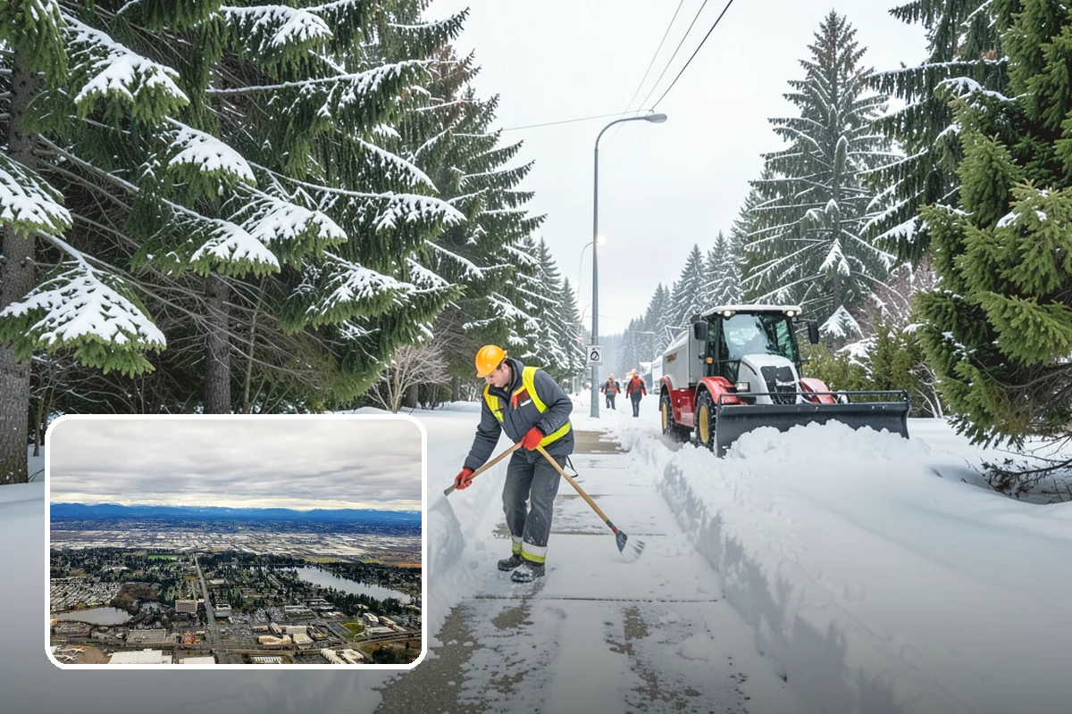 Manufacturing Plant Snow Removal in SeaTac, King County, WA - Shipping and receiving yards open for inbound freight
