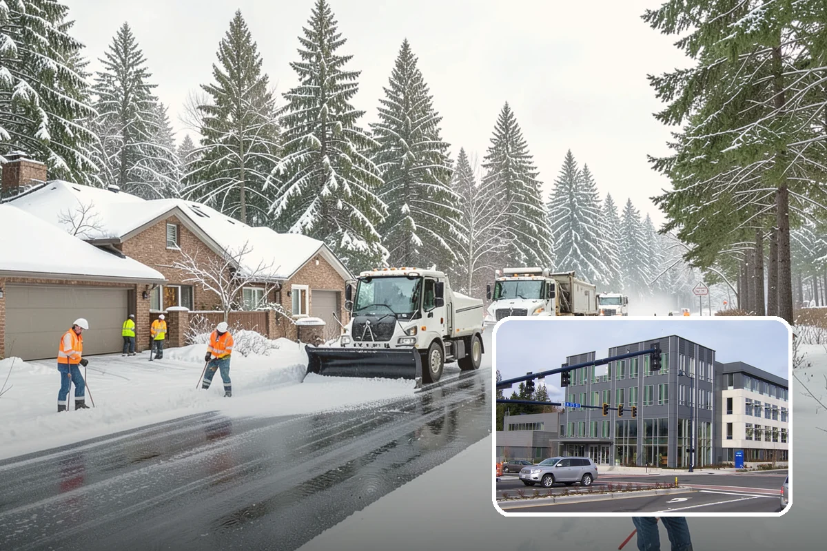 Manufacturing Plant Snow Removal in Shoreline, King County, WA - Shipping and receiving yards open for inbound freight