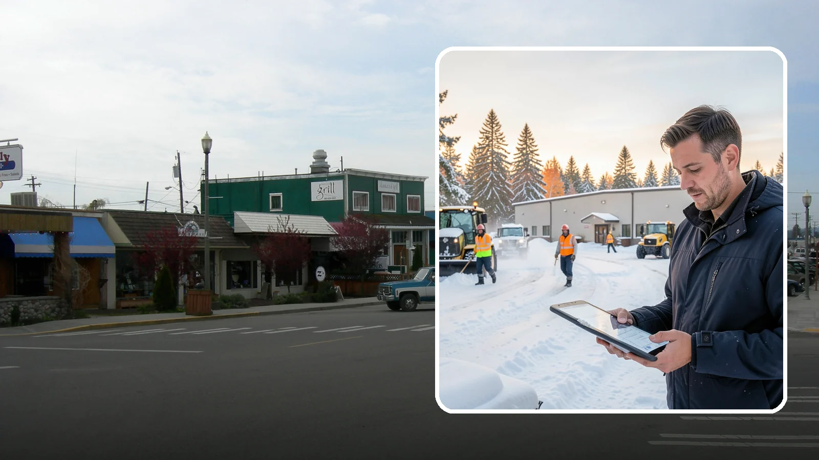 Manufacturing Plant Snow Removal in Stanwood, Snohomish County, WA - Keep raw materials arriving and finished goods shipping by having your plant's shipping yards, employee lots, and pedestrian...