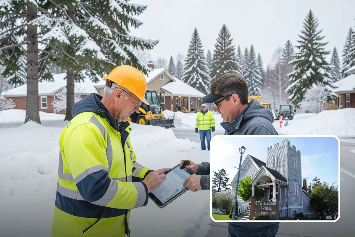 Manufacturing Plant Snow Removal in Steilacoom, Pierce County, WA - Shipping and receiving yards open for inbound freight