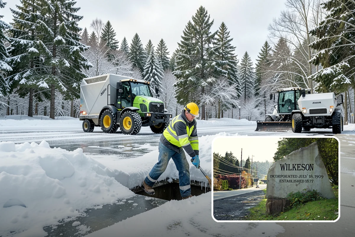 Manufacturing Plant Snow Removal in Wilkeson, Pierce County, WA - Shipping and receiving yards open for inbound freight