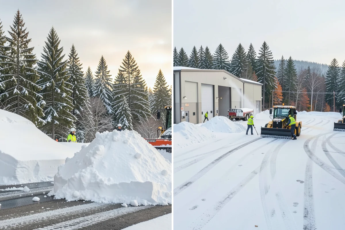 Manufacturing Plant Snow Removal in Wilkeson, Pierce County, WA - Map shipping yards, inter-building routes, and worker lots