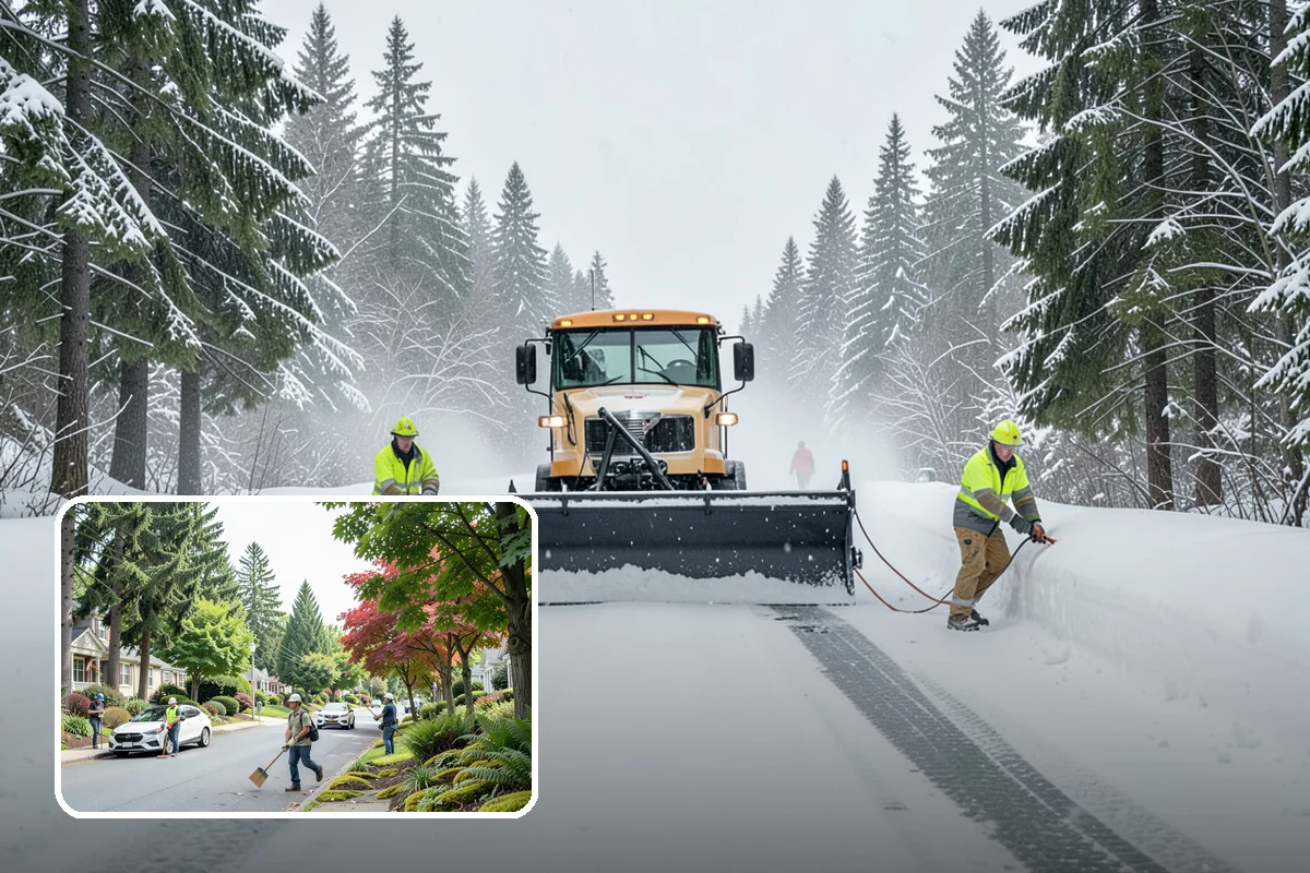 Medical Office Parking Lot Snow Removal in Beaux Arts Village, King County, WA - Vulnerable patients reach the entrance over cleared, deiced surfaces