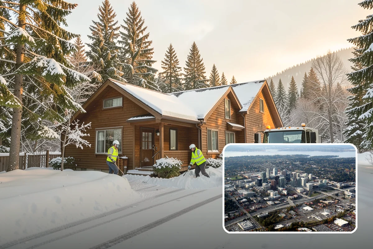 Medical Office Parking Lot Snow Removal in Bellevue, King County, WA - Vulnerable patients reach the entrance over cleared, deiced surfaces