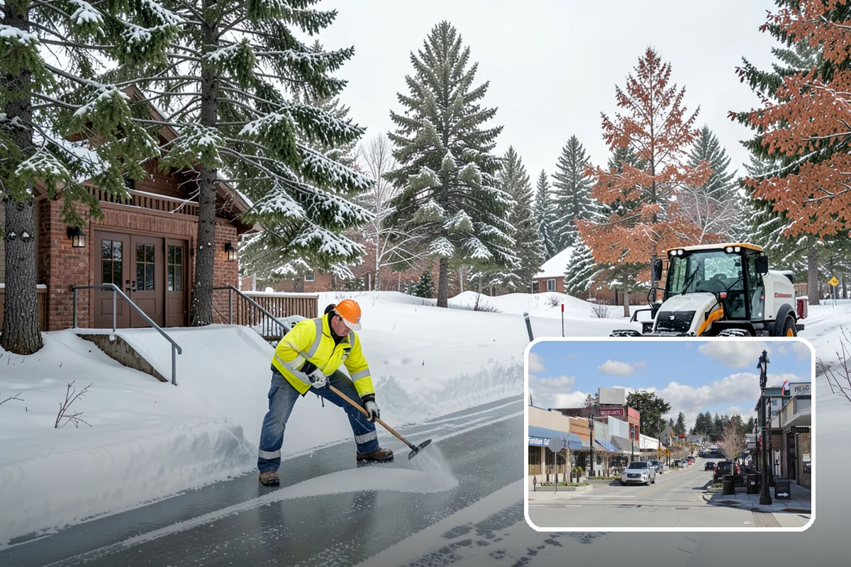 Medical Office Parking Lot Snow Removal in Bothell, King County, WA - Vulnerable patients reach the entrance over cleared, deiced surfaces