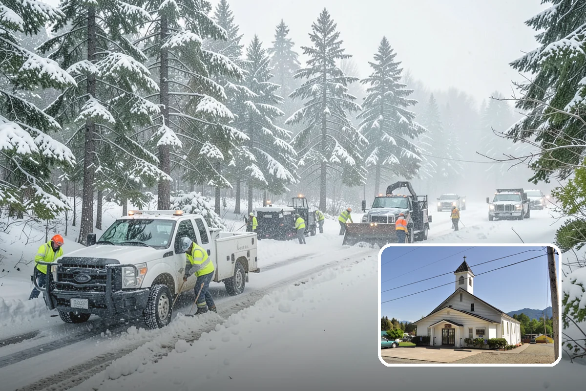 Medical Office Parking Lot Snow Removal in Concrete, Skagit County, WA - Vulnerable patients reach the entrance over cleared, deiced surfaces