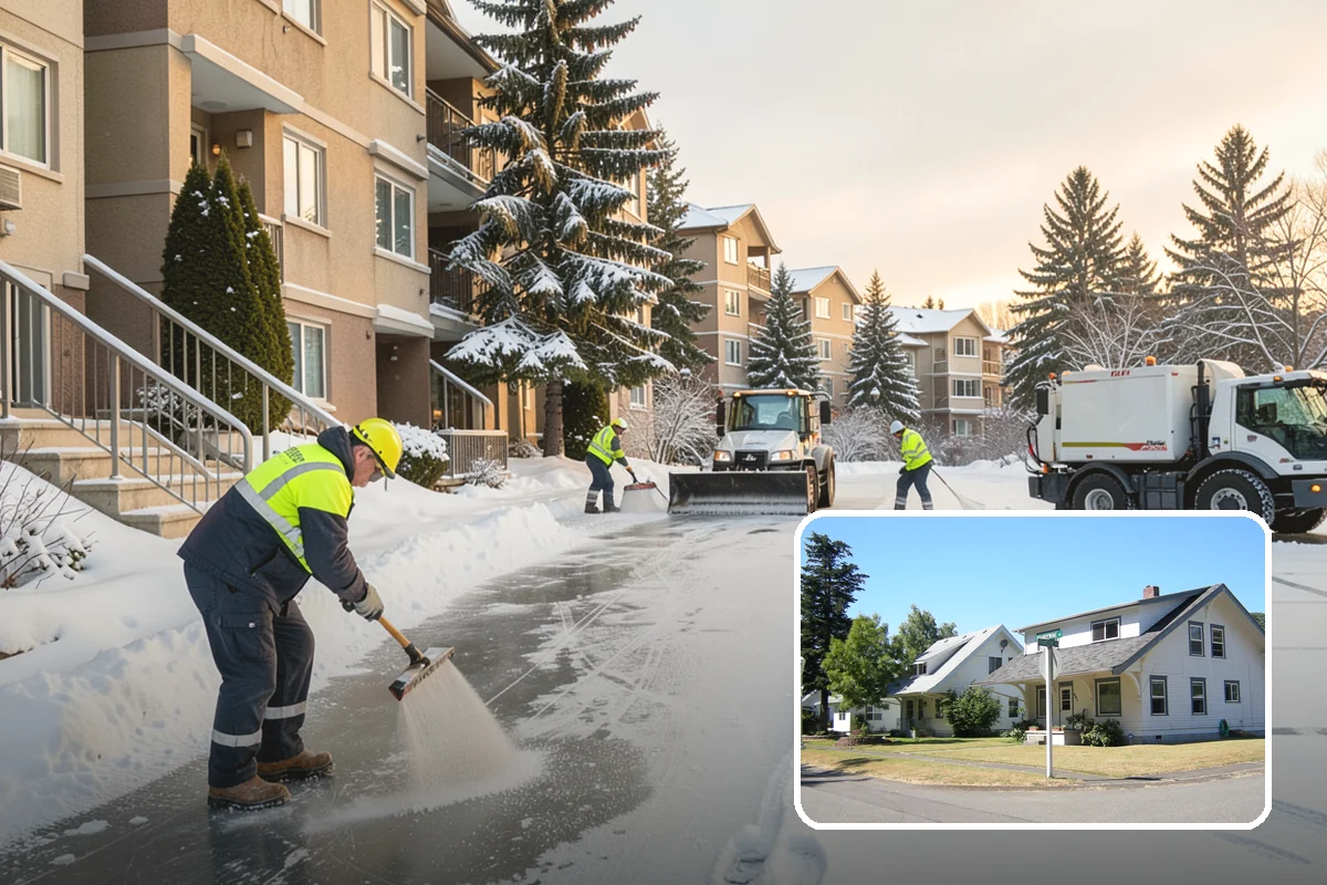 Medical Office Parking Lot Snow Removal in DuPont, Pierce County, WA - Vulnerable patients reach the entrance over cleared, deiced surfaces
