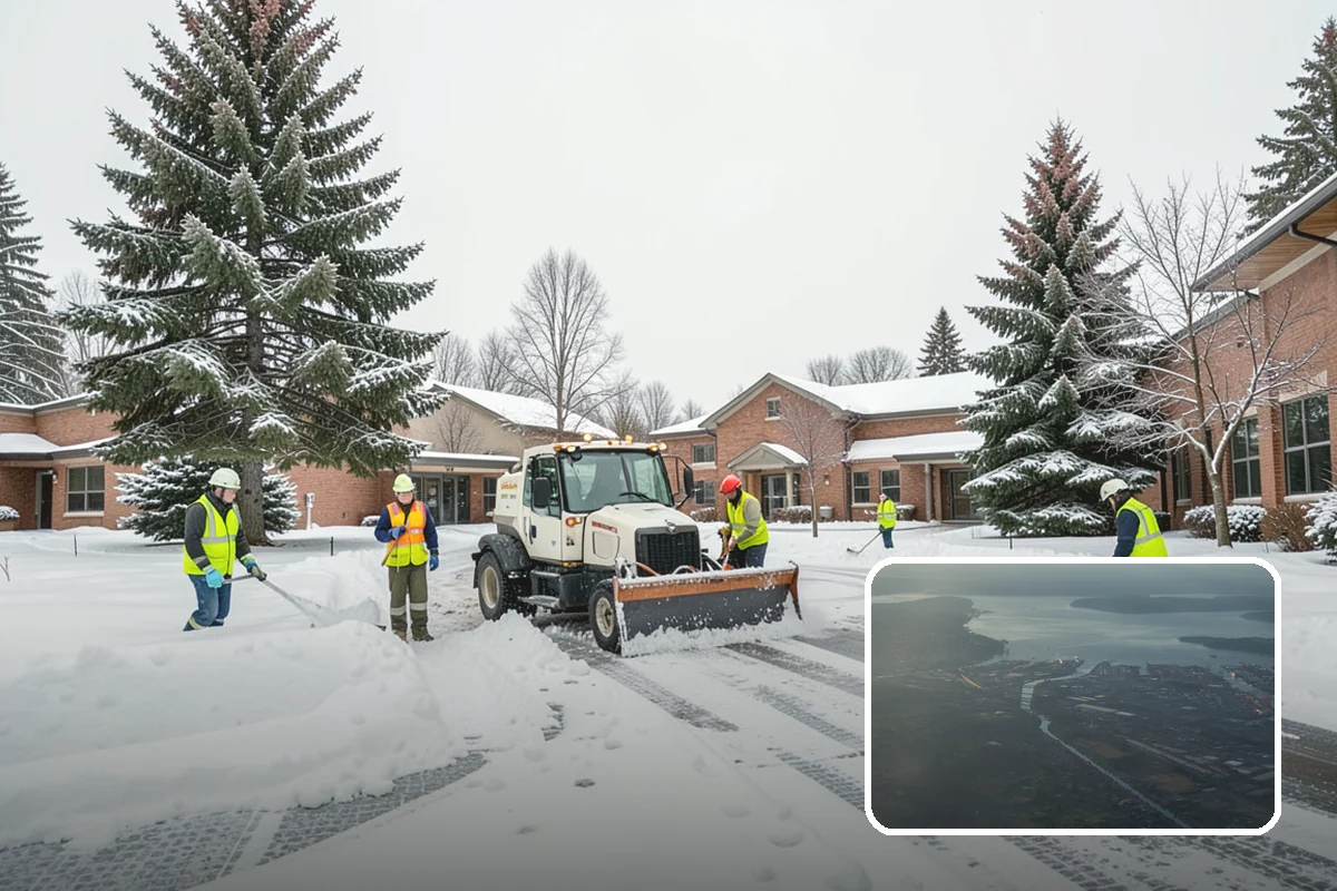 Medical Office Parking Lot Snow Removal in Fife, Pierce County, WA - Vulnerable patients reach the entrance over cleared, deiced surfaces