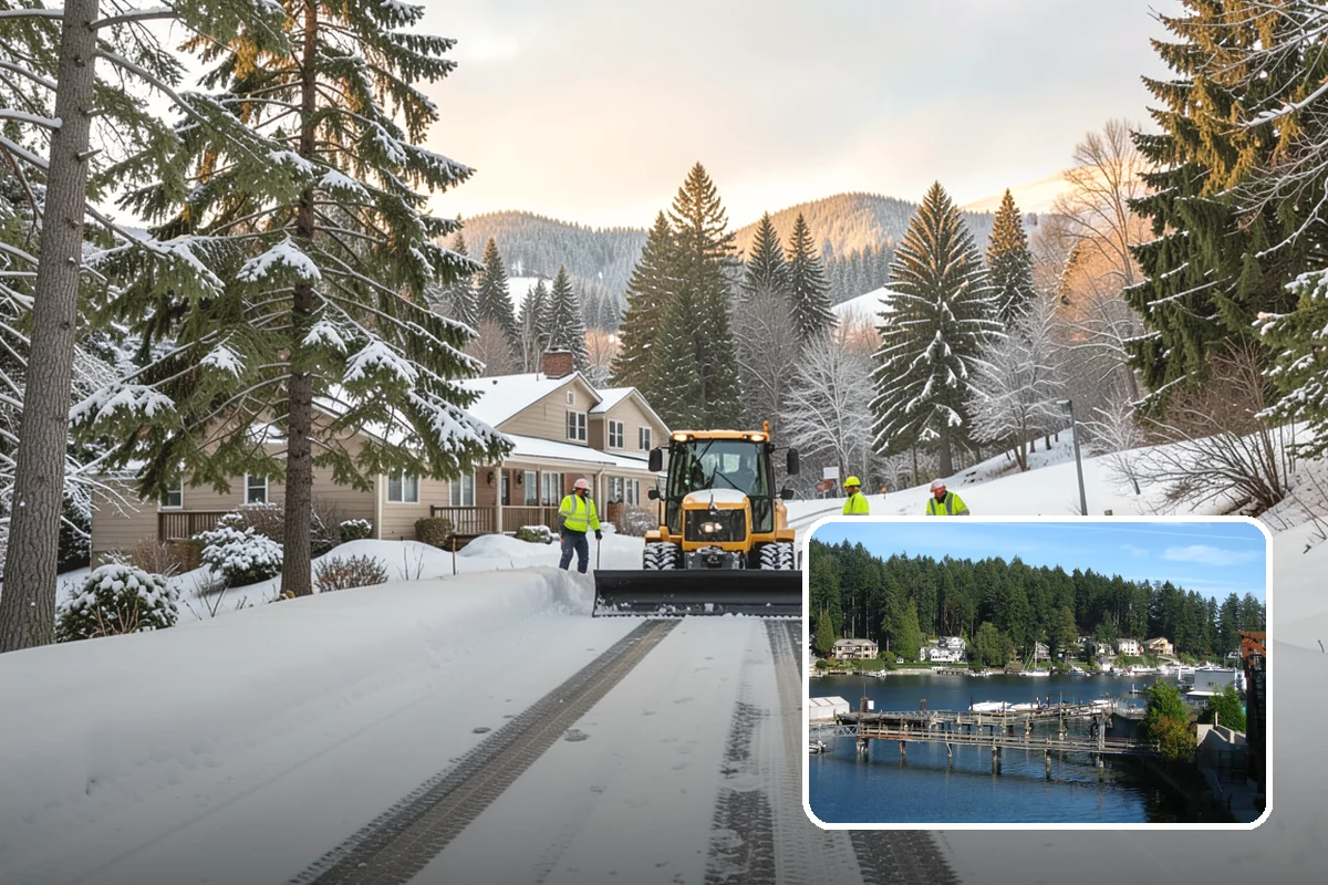 Medical Office Parking Lot Snow Removal in Gig Harbor, Pierce County, WA - Vulnerable patients reach the entrance over cleared, deiced surfaces