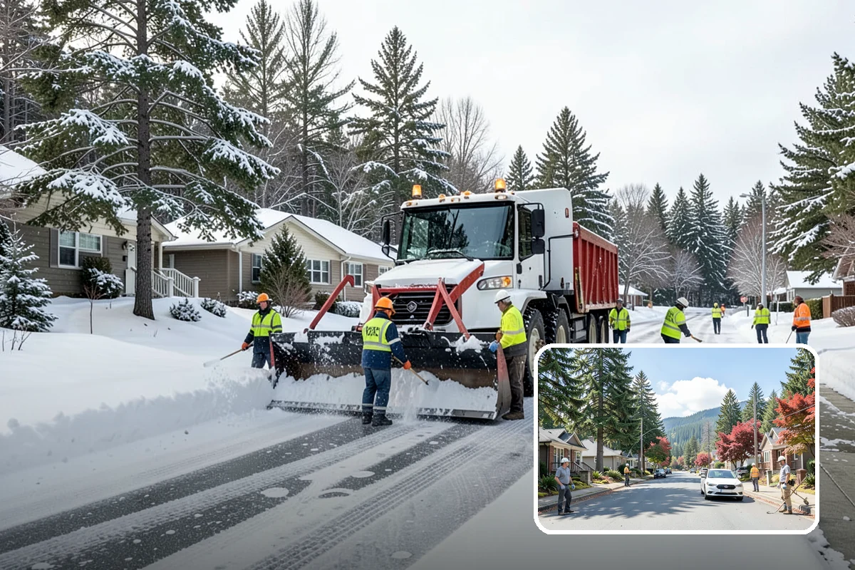 Medical Office Parking Lot Snow Removal in Hunts Point, King County, WA - Vulnerable patients reach the entrance over cleared, deiced surfaces