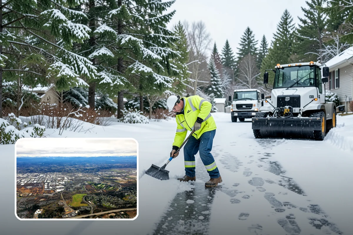 Medical Office Parking Lot Snow Removal in Kent, King County, WA - Vulnerable patients reach the entrance over cleared, deiced surfaces
