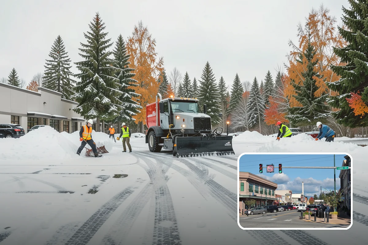Medical Office Parking Lot Snow Removal in Monroe, Snohomish County, WA - Vulnerable patients reach the entrance over cleared, deiced surfaces