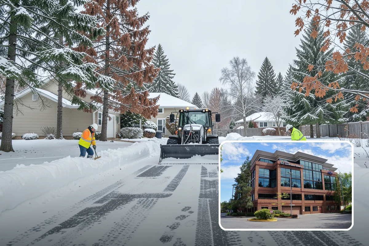 Medical Office Parking Lot Snow Removal in Mountlake Terrace, Snohomish County, WA - Vulnerable patients reach the entrance over cleared, deiced surfaces