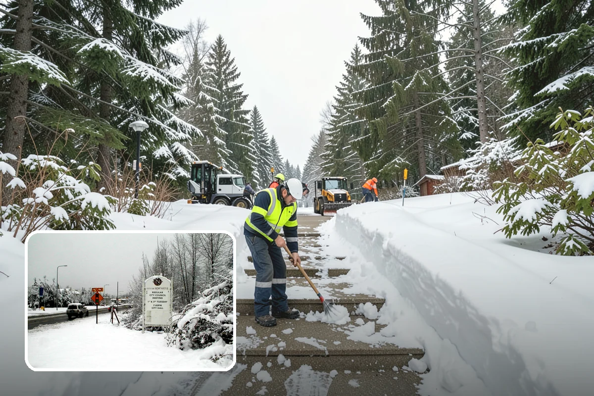 Medical Office Parking Lot Snow Removal in Newcastle, King County, WA - Vulnerable patients reach the entrance over cleared, deiced surfaces