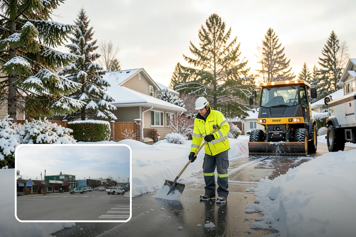 Medical Office Parking Lot Snow Removal in Stanwood, Snohomish County, WA - Vulnerable patients reach the entrance over cleared, deiced surfaces