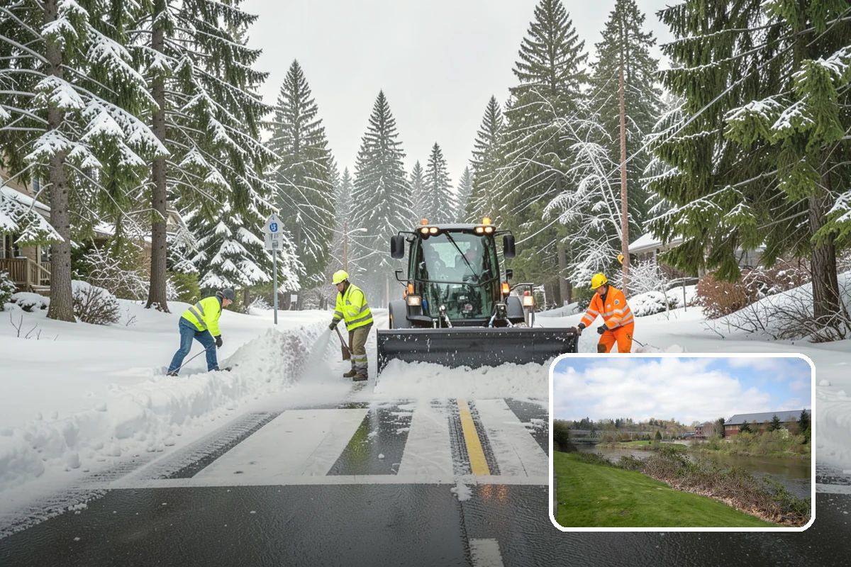 Medical Office Parking Lot Snow Removal in Tukwila, King County, WA - Vulnerable patients reach the entrance over cleared, deiced surfaces