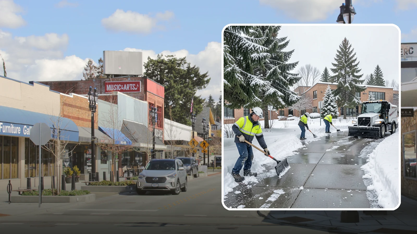 Medical Office Sidewalk Clearing in Bothell, King County, WA - Patient-safety sidewalk clearing for Western Washington medical offices, keeping entrances and accessible routes clear for those...