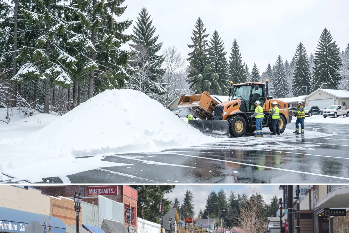 Medical Office Sidewalk Clearing in Bothell, King County, WA - Medical office risk runs from late November through February, with day-long freeze-thaw demanding repeat visits during clinic...